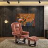 Multi-Position Recliner and Curved Ottoman with Swivel Base