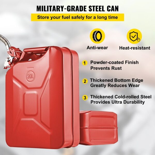 9ae3c33150a541b7a5ef32613adb410d VEVOR Jerry Fuel Can with Flexible Spout System, 5.3 Gallon/20 L