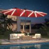 15ft Patio Umbrella with Solar Lights, Large Double Umbrella Outdoor, Rectangle 180”x106” Umbrellas with 156 PCS LED Lights and Crank Handle for Backyard Deck Pool Shade in Black(1.9′′ Pole)