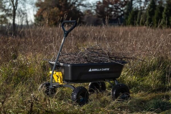 9af663e5383e44eea1182aa63b33d788 7GCG-NF Heavy-Duty Poly Dump Garden Cart with No-Flat Tires, 7 Cubic Feet, 1200-Pound Capacity, Black, Amazon Exclusive