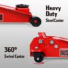 3 Ton Low Profile, Aluminum and Steel Racing Floor Jack with Dual Pistons Quick Lift Pump for Sport Utility Vehicle, Lifting Range 3-15/16′′ min to 18-5/16′′ max, Red