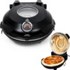 Electric Pizza Oven with Ceramic Stone, Viewing Window, Adjustable Heat Control, Timer and 1200W Baking Power, DIY Homemade Pizzeria, Large 12” Pie Capacity (Black)