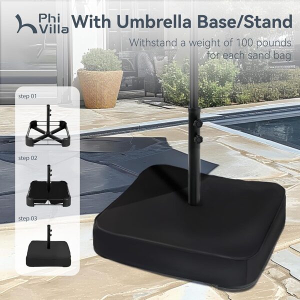 9b99e09307f54a178c35771ab840dc69 15ft Patio Umbrella Double-Sided Outdoor Market Extra Large Umbrella with Crank, Umbrella Base Included (Dark Red)