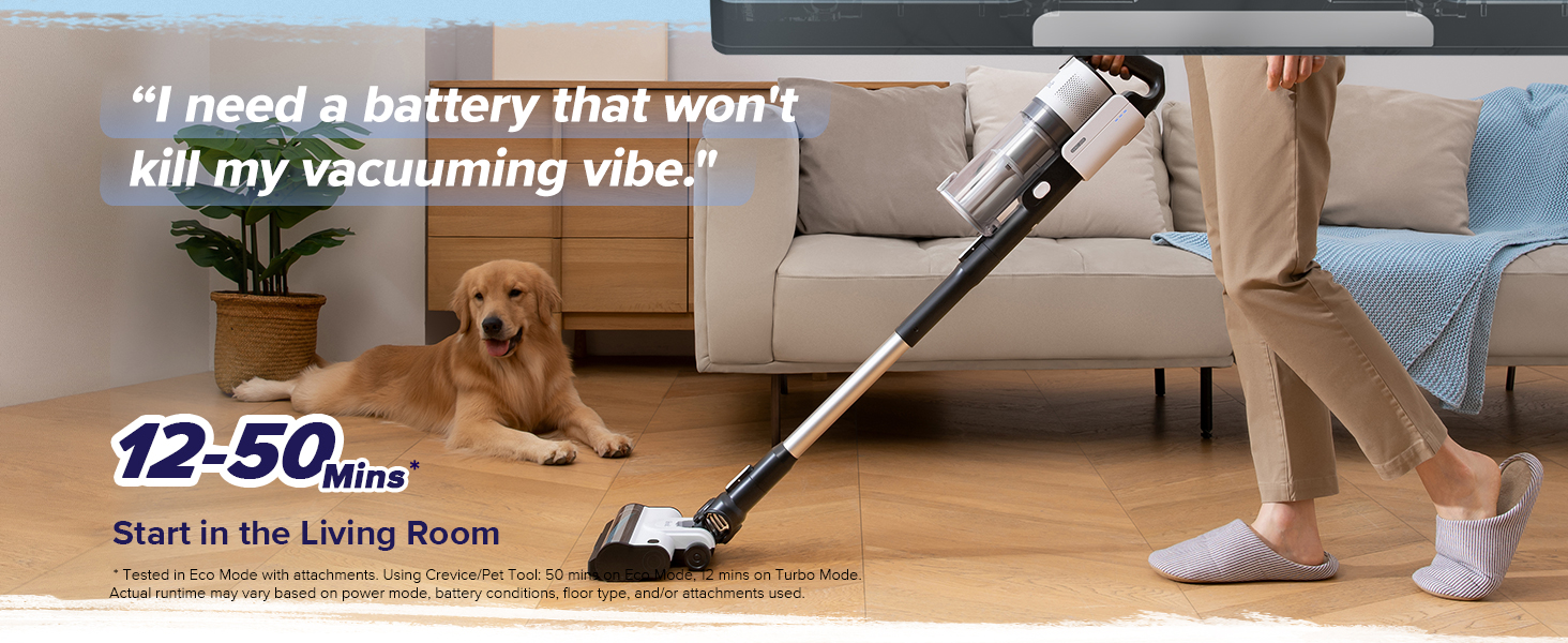 50 minutes run time, start in the living room