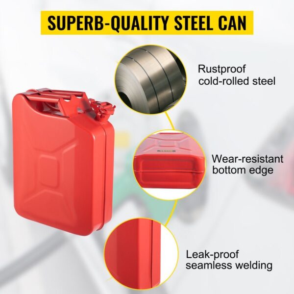 9be33890d07442fb974129e42ca33f5f VEVOR Jerry Fuel Can with Flexible Spout System, 5.3 Gallon/20 L