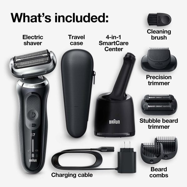 Braun Series 7 7085cc Flex Rechargeable Wet Dry Men s Electric Shaver with Clean Charge Station, Stubble Beard Trimmer