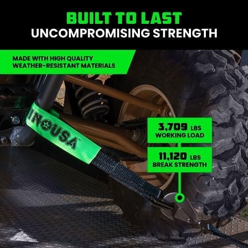 9c3bc5c3516547719d8d497d296252c2 Car Tie Down Straps for Trailers with J Hooks (4-Pack) – 2 Inch x 8 Feet (10,000lb Break Strength) – Heavy Duty T-Handle Car Hauler Tire Straps for Trailer & UTV with Axle Straps – Black
