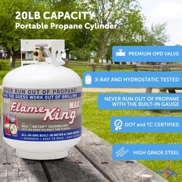 Pound Steel Propane Tank Cylinder with OPD Valve and Built-in Gauge, 20 lb Vertical-Flame King