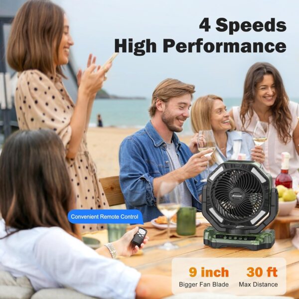 9c7610dfcfeb4322be545f8151d7b8b1 40000mAh Rechargeable Camping Fan, Battery Operated Fan with Light & Remote, 12′′ Portable Outdoor Fan, Auto Oscillating Battery Powered Floor Fan for Tent RV Car Travel Jobsite Hurricane Power Outages