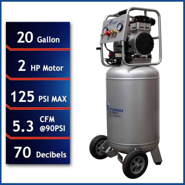 California Air Tools 20020 20 Gal. 2.0 HP Ultra Quiet and Oil-Free Electric Air Compressor