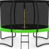 JUMPZYLLA Trampoline 8FT 10FT 12FT 14FT 15FT 16FT Trampoline with Enclosure – Recreational Trampolines with Ladder and AntiRust Coating, ASTM Approval Outdoor Trampoline for Kids
