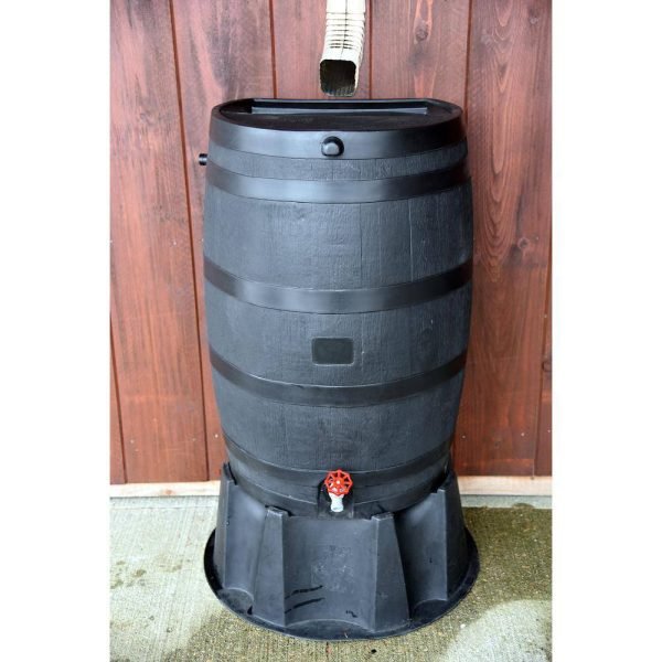 9cbcd83bcc79487487dde2fe68e9ebfa RTS Home Accents 50 Gal. Rain Barrel Black Colour with Plastic Spigot