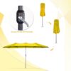 15ft Patio Umbrella with Solar Lights, Large Double Umbrella Outdoor, Rectangle 180”x106” Umbrellas with 156 PCS LED Lights and Crank Handle for Backyard Deck Pool Shade in Black(1.9′′ Pole)