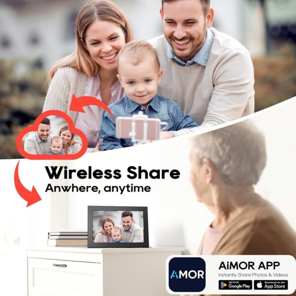 15.6′′ Digital Picture Frame, 64GB 1920 x 1080 IPS Touch Screen Electronic Photo Frame, Pre-Load Photo Gift Mode Without Open Package, Auto-Rotate, Wall/Table Mountable, App Share Photos, Black