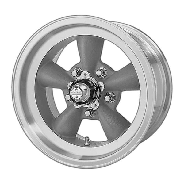 9d15226051c34af9bc14f05e283448c9 American Racing Vintage VN105 TORQ THRUST D VN105D 15X8.5 5X4.5 GRAY MACH-LP -25MM