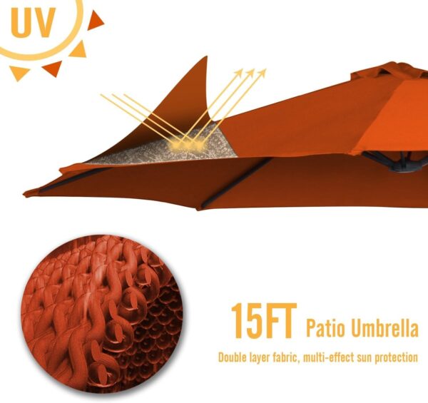 9d2abf9ad6844ec896bd9642425e89db 15ft Patio Umbrella with Solar Lights, Large Double Umbrella Outdoor, Rectangle 180”x106” Umbrellas with 156 PCS LED Lights and Crank Handle for Backyard Deck Pool Shade in Black(1.9′′ Pole)