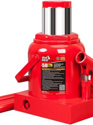 BIG RED 50 Ton Low Profile Hydraulic Bottle Jack – Welded Construction for Automotive & Heavy Lifting