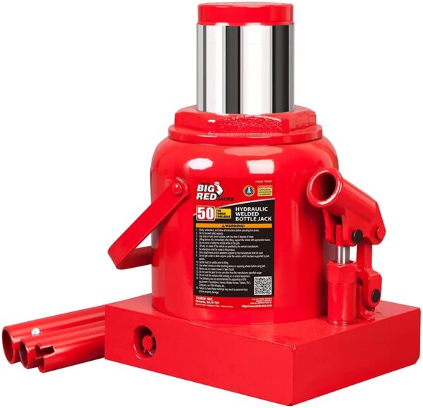 BIG RED 50 Ton Low Profile Hydraulic Bottle Jack – Welded Construction for Automotive & Heavy Lifting