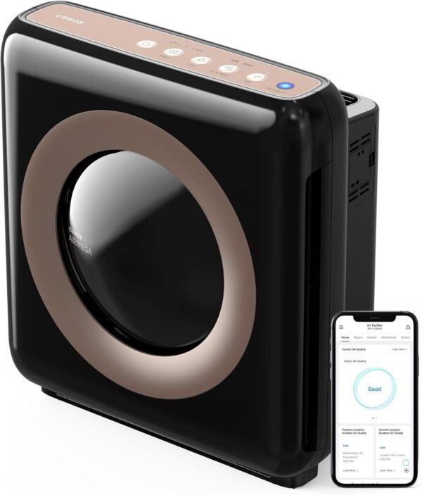 Airmega AP-1512HH(W) True HEPA Purifier with Air Quality Monitoring, Auto, Timer, Filter Indicator, and Eco Mode, 16.8 x 18.3 x 9.7, White