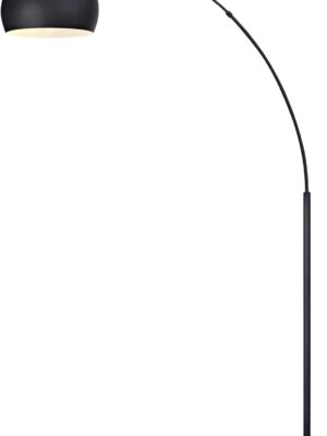 Arc Floor Lamp with Chrome Bell Shade and Faux White Marble Base for Living Room, Home Office, Dining Room, Bedroom
