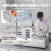 Refrigerated Condiment Prep Station, 135 W Countertop Refrigerated Condiment Station, with 2 1/3 Pans & 4 1/6 Pans, 304 Stainless Body and PC Lid, Sandwich Prep Table with Stainless Guard, ETL