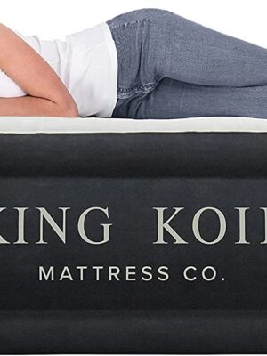 King Koil Luxury Twin Air Mattress with Built-in High Speed Pump for Camping, Home