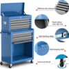 Tool Chest 8-Drawer | 42” Large Rolling Tool Chest with Wheels | Detachable Top Metal Tool Box | Garage Storage Cabinet for Repair Room,Warehouse | Rolling Tool Box with Hooks,Liners,Tray Divider