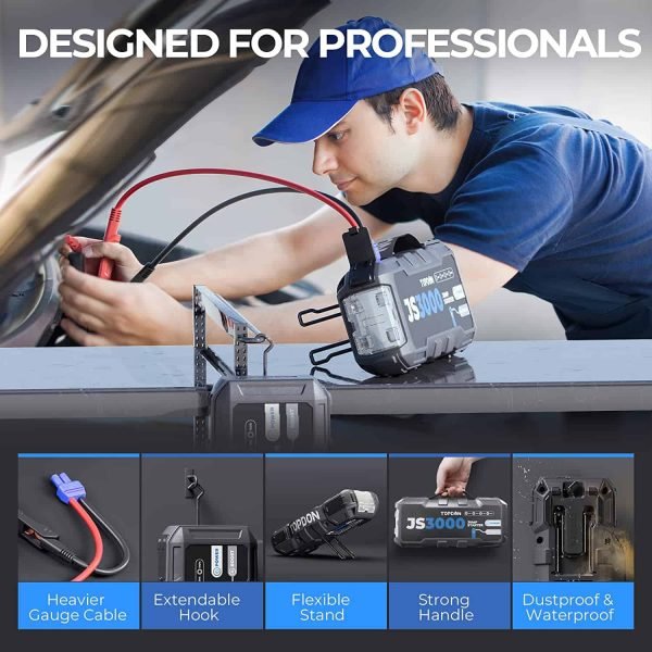 9ed03bd5a69e438bb98ef7ae9c52a8bf Car Battery Jump Starter TOPDON JS3000 12V 3000A Battery Booster for Up to 9L Gas/ 7L Diesel Engines
