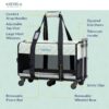 Quilted Chariot PRO Pet Carrier With Removable Wheels and Double Telescopic Handle