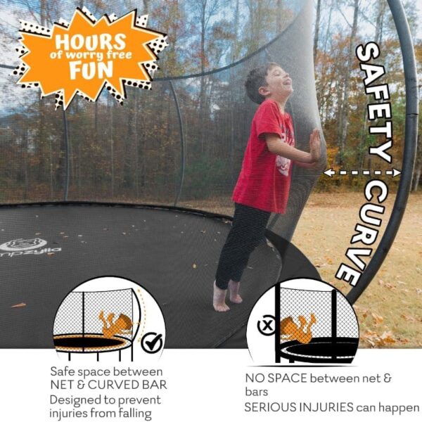 JUMPZYLLA Trampoline 8FT 10FT 12FT 14FT 15FT 16FT Trampoline with Enclosure – Recreational Trampolines with Ladder and AntiRust Coating, ASTM Approval Outdoor Trampoline for Kids
