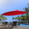 15ft Patio Umbrella with Solar Lights, Large Double Umbrella Outdoor, Rectangle 180”x106” Umbrellas with 156 PCS LED Lights and Crank Handle for Backyard Deck Pool Shade in Black(1.9′′ Pole)
