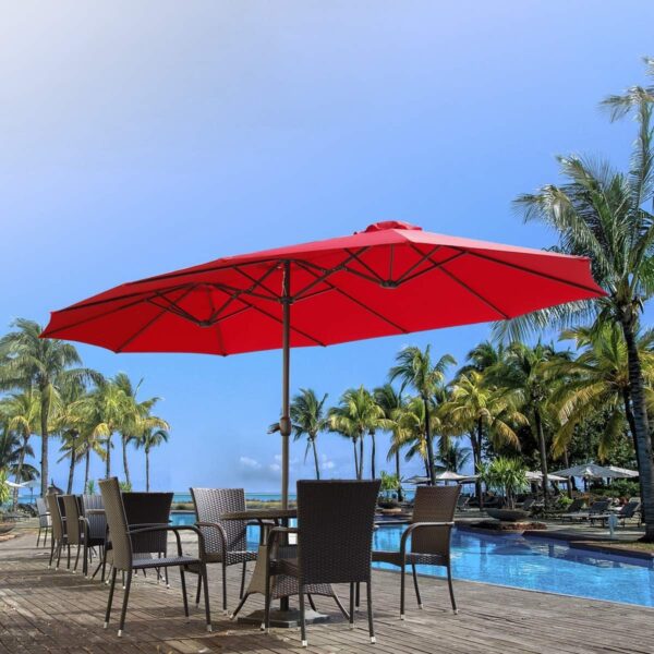9fb3784d4dc64359bec10ccdd5b47a36 15ft Patio Umbrella with Solar Lights, Large Double Umbrella Outdoor, Rectangle 180”x106” Umbrellas with 156 PCS LED Lights and Crank Handle for Backyard Deck Pool Shade in Black(1.9′′ Pole)