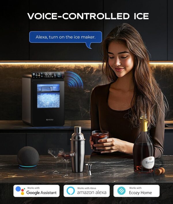 9fe1a01ecb9f4224bb9218f7e9da1445 ecozy Nugget Ice Maker Countertop, Smart Pebble Ice Machine with APP Control, 44 lbs/24H Soft Pellet Chewable Ice with Self-Cleaning, Stainless Steel