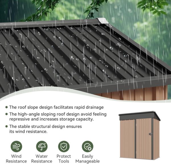 a003848d7cbf4a8b97775e5e9af6b451 Aoxun 6.2×4 FT Shed Outdoor Storage Shed Metal Garden Shed with Lockable Doors & Slooping Roof Tool Shed Bike Shed for Backyard, Patio, Poolside (Brown)