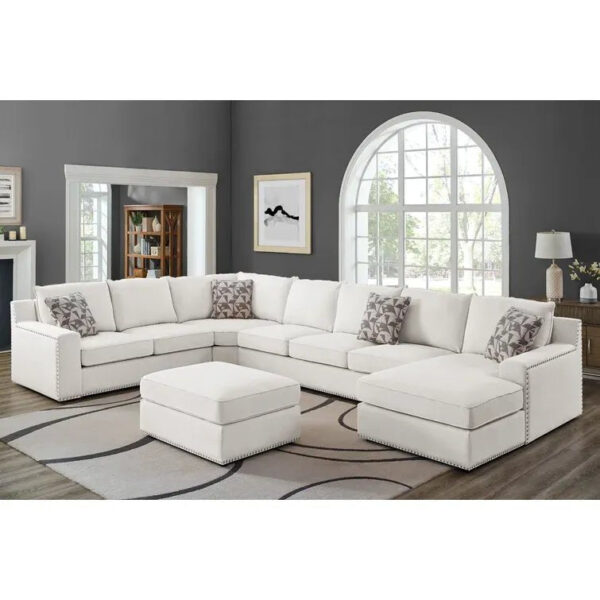 166′′ Wide Microfiber/Microsuede Left Hand Facing Modular Corner Sectional with Ottoman