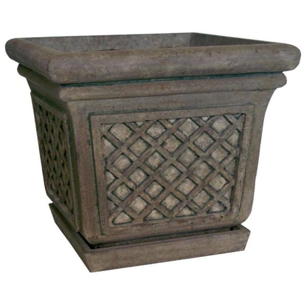 a04e36bcada74de296e98d33dbd26f29 24 in. Sq. in Granite Stone Square Lattice Pot