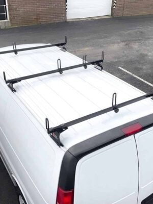 Vantech GFY Heavy Duty 3 Bar Ladder Roof Rack Fits: Chevy Express All Year Trims (Black)