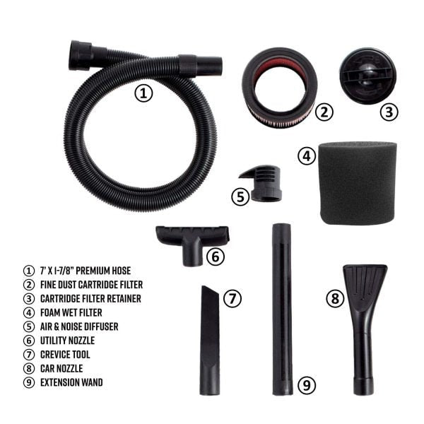 a09cc886650d403697ad9c33aaae1a29 Vacmaster Professional Professional Wet/Dry , 5 Gallon, Beast Series, 5.5 HP 1-7/8 Hose Jobsite Vac (VFB511B0201), Black