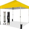 CROWN SHADES 10×10 Pop Up Canopy – Beach Tent with One Push Setup – Easy Outdoor Sun Shade for Events, Parties, Camping – Gazebo with STO-N-Go Cover Bag, Silver Coated Top, White