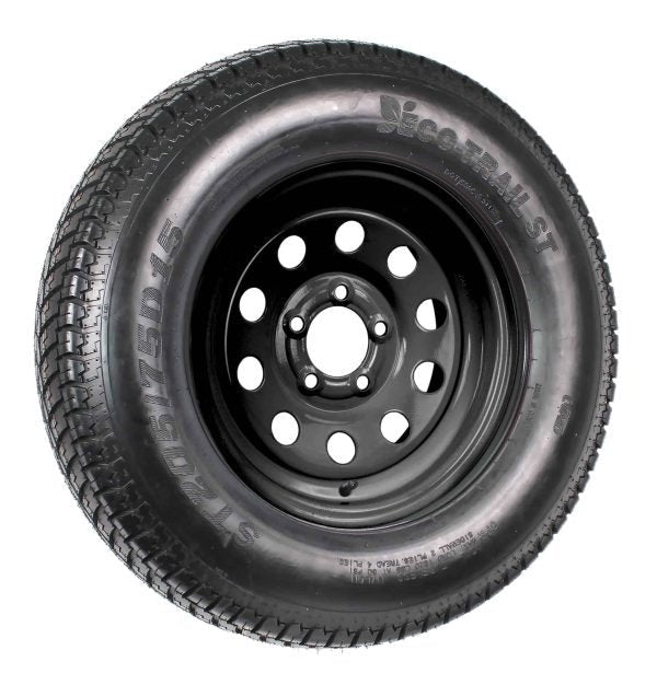 a184257e2f75468d9bbf916460ef7955 2-Pk Trailer Tire On Black Wheel Modular Rim ST205/75D15 LRC 5 Lug On 4.5 15 x 5.