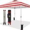 CROWN SHADES 10×10 Pop Up Canopy – Beach Tent with One Push Setup – Easy Outdoor Sun Shade for Events, Parties, Camping – Gazebo with STO-N-Go Cover Bag, Silver Coated Top, White