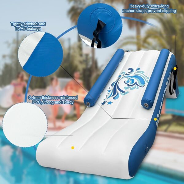 a1f66a3ece1a48d79d5129ba93788f2f Pontoon Waterfall Slide, Inflatable Pontoon Boat Water Slide for Kids Backyard Pool Sea, Electric Air Pump & Storage Bag