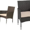 Patio Furniture Set 4 Pieces Outdoor Rattan Chair Wicker Sofa Garden Conversation Bistro Sets for Yard (Brown)