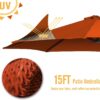 15ft Patio Umbrella with Solar Lights, Large Double Umbrella Outdoor, Rectangle 180”x106” Umbrellas with 156 PCS LED Lights and Crank Handle for Backyard Deck Pool Shade in Black(1.9′′ Pole)