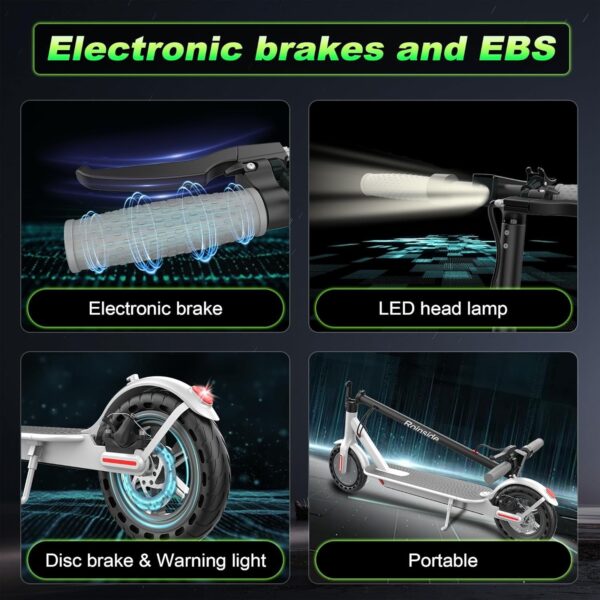 Electric Scooter – 8.5′′ Solid Tires, 350W Motor, Up to 19 MPH and 21-23 Miles Long-Range Portable Foldable Commuting Scooter for Adults with Double Braking System and App