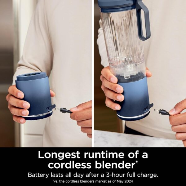 Ninja Blast Max, Portable Blender + Twist & Go, Personal Blender, Ninja Blender, Smoothie, Blend, Ice Crush, 3 Programs, Cordless, 22oz removable Vessel, Dishwasher Safe, Leakproof, Sea Glass, BC251MT