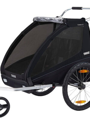 2-Seat Bicycle Trailer and Stroller – Black