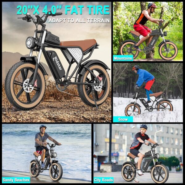 a2c1ce74b44244c09354e29095f1adc8 Electric Bike for Adults Q20, 2000/1500W, 37/30MPH,52V 40AH,48V/20AH E-Bike,30-180 Miles Electric Motorcycle, 20′′ Fat Tire Dirt Bike, UL2849 All Terrain for Mountains, Snow, Sand, Road