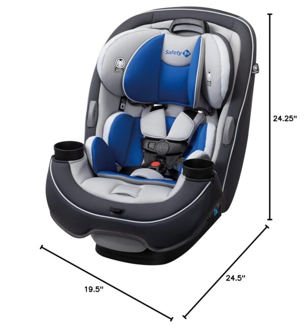 Grow and Go All-in-One Slim Convertible Car Seat, Rear Facing, 5-40 lbs, Forward Facing (30–65 lbs), High Back Booster Seat 40-100 pounds, Aqua Pop