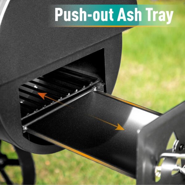 941 Sq.in. Overlarge BBQ Charcoal Grill with Offset Smoker, Black